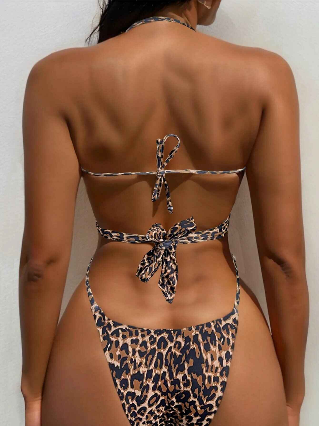 animal print bikini swimsuit back side look 