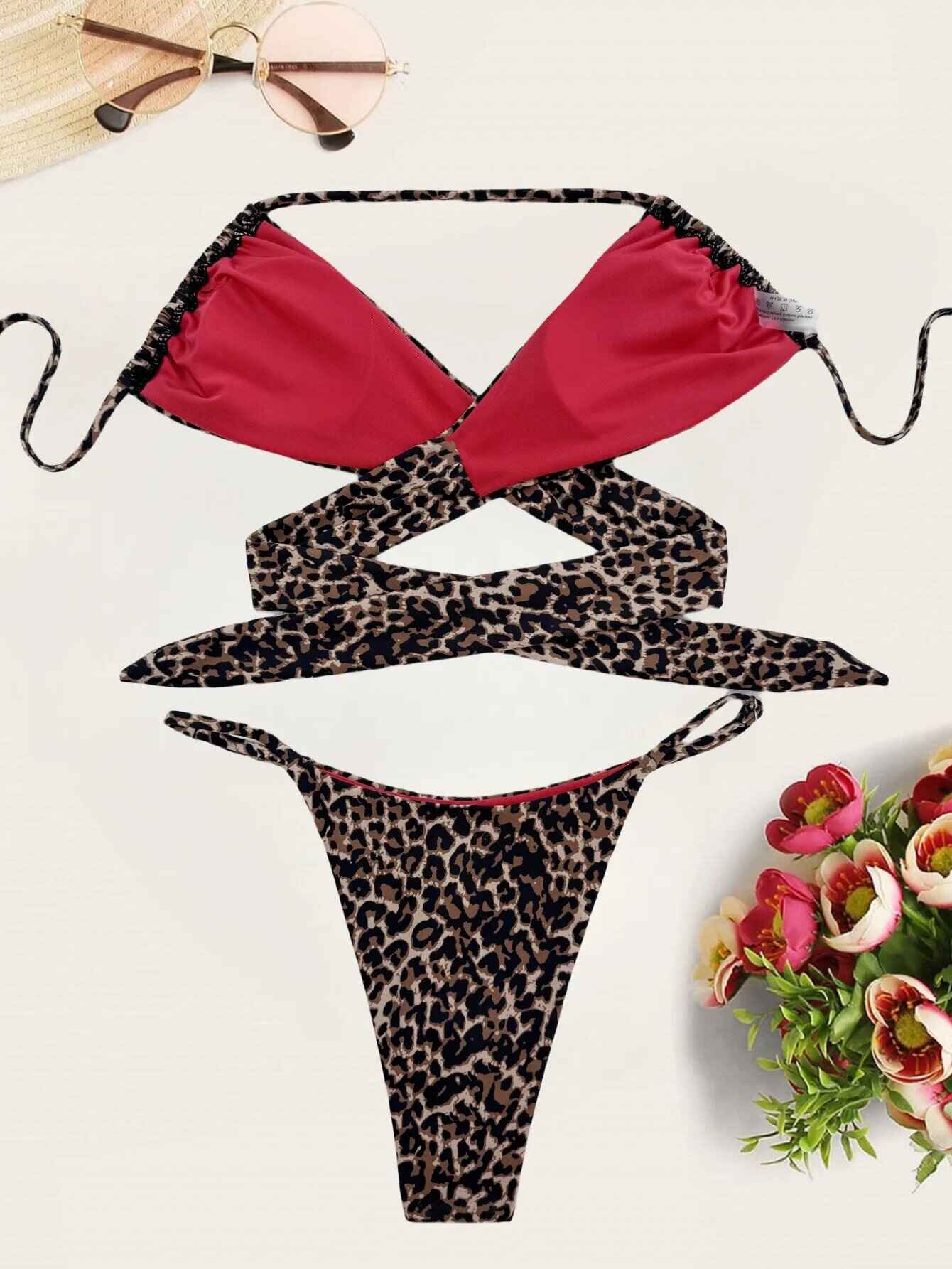 leopard print swimsuit two-piece at mila chique