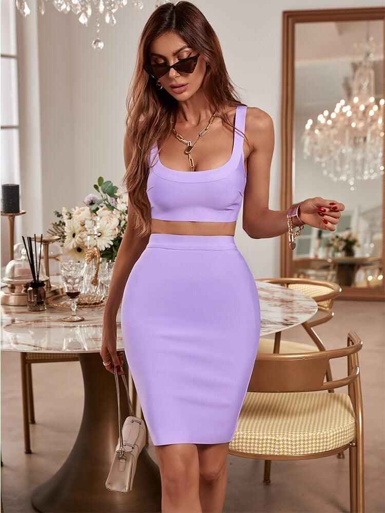 Women Sexy Purple Two Piece Set at Mila Chique